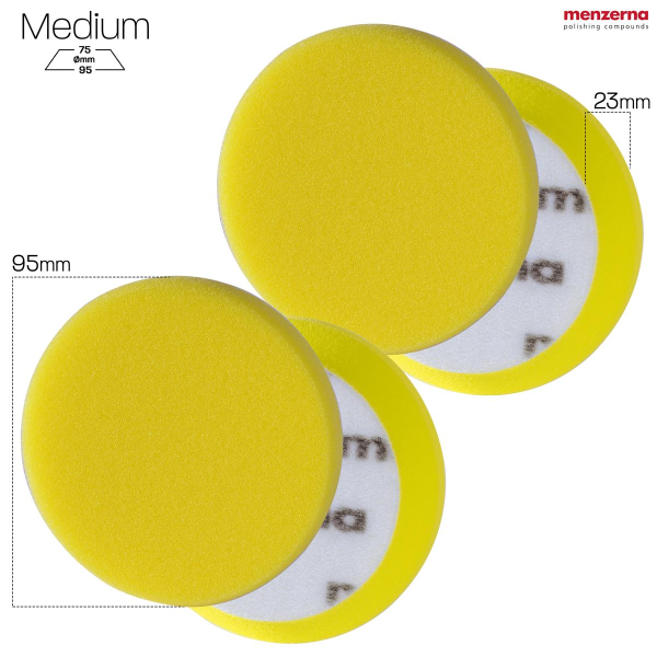Menzerna Medium Cut Foam Pad PREMIUM - 95 mm/3,5"  -  gelb - 2 Stück