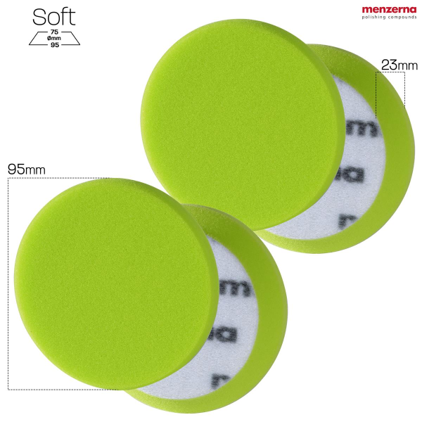 Menzerna Soft Cut Foam Pad PREMIUM - 95 mm/3,5"  -  grün - 2 Stück