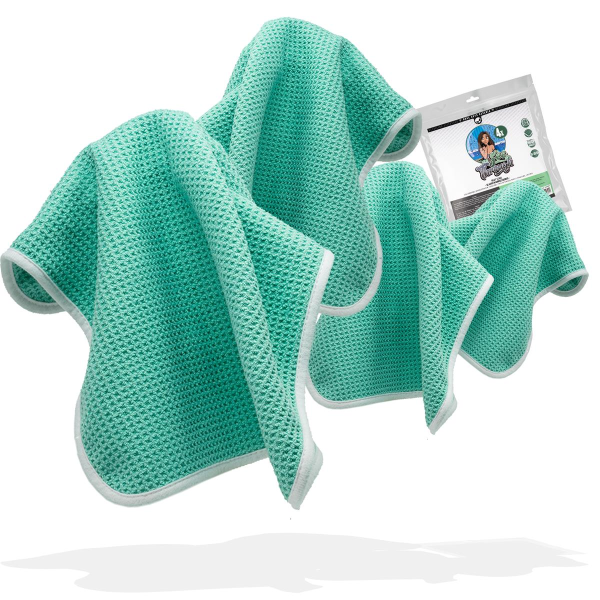 Nuke Guys - See Through - Microfibre Waffle Cloth - 450 GSM, 35x35cm - mint surface / white edge - pack of 4