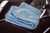 Microfibre cloth, ultra-fluffy polishing cloth, 40x40cm, 550 GSM, satin edge light blue