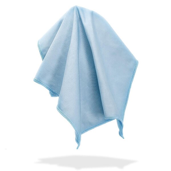 Microfibre cloth for glass cleaning, tight microfibre structure, 40x40cm, 270 GSM, stitched, blue neutral