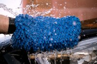 Nuke Guys - Chenille Waschhandschuh blau