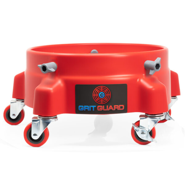 Grit Guard Black 5 Caster Bucket Dolly with decal rot