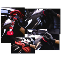 Garage Freaks - Heavy Cut - harter Handpolierschwamm, Ø 90/50 mm schwarz/rot