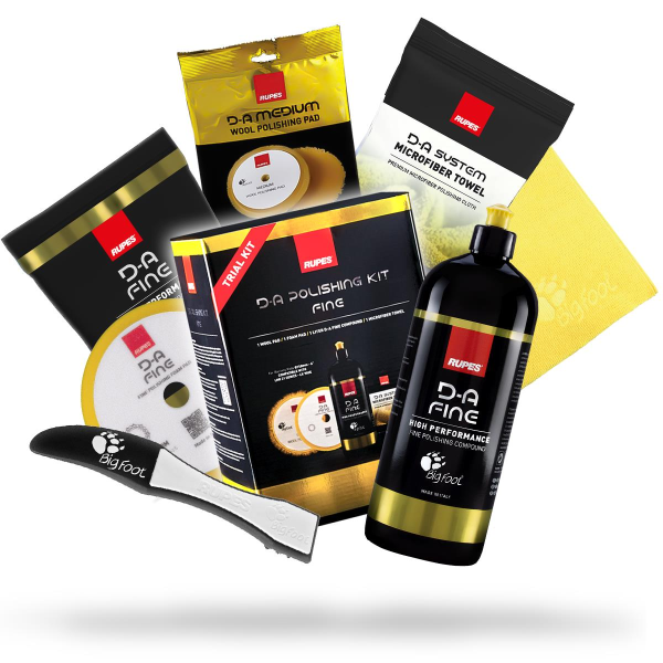 RUPES D-A Polishing Kit Fine: Polish 1L + Polishing Sponge Fine 130/150mm + Wool Polishing Pad + Polishing Cloth Yellow + Sponge Remover