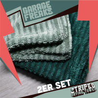 Garage Freaks - Set of 2 - STRIPED DRYING TOWEL - Drying Towel 50x80cm & 40x40cm, 1300 GSM