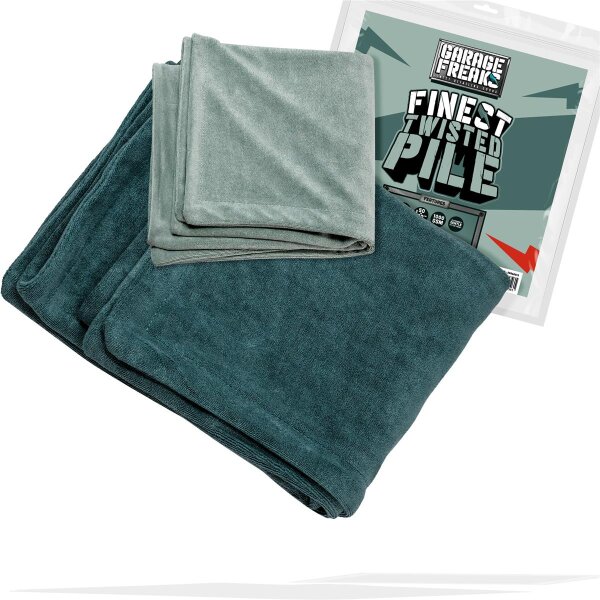 Garage Freaks - Set of 2 - FINEST TWISTED PILE - Drying cloth 50x80cm & 40x40cm, 1000 GSM