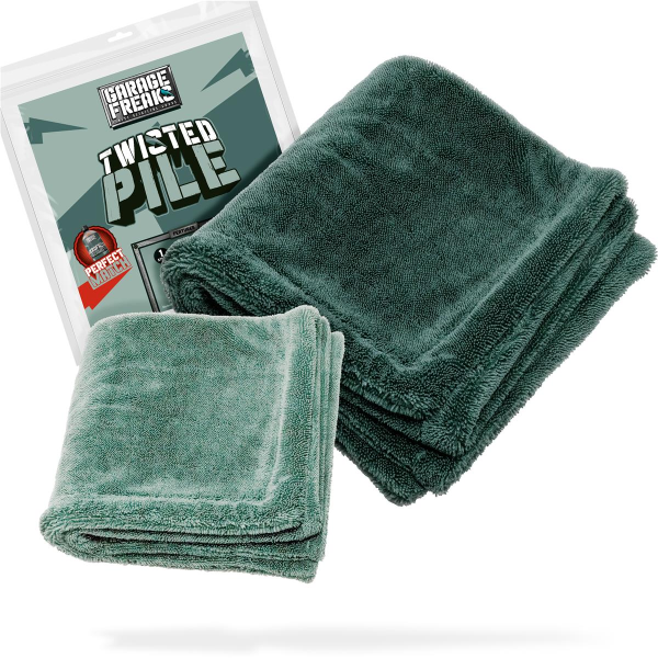 Garage Freaks - Set of 2 - TWISTED PILE - Dry Cloth 50x80cm & 40x40cm, 1500 GSM