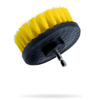 Brush attachment for drilling machines, Hard yellow bristles - 4 inch, 10cm diameter