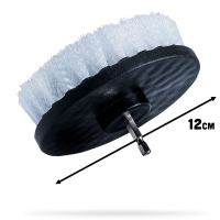 Bürstenaufsatz für Bohrmachinen, Weiche weiße Borsten - 5 inch, 12cm Durchmesser