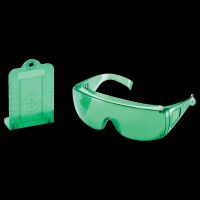 Laser target plate and goggles, green