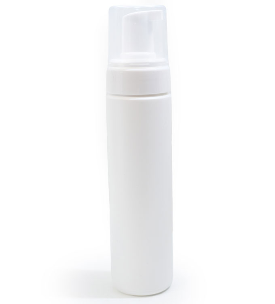 Schaumspender neutral, Flasche mit Pumpaufsatz, weiß matt 200ml Fassungsvermögen